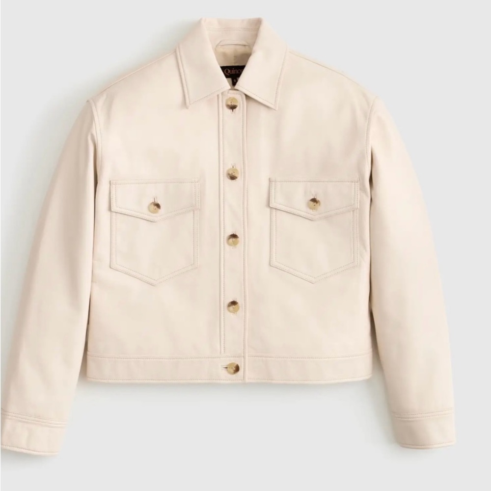 New with Tags - Quince 100% Leather Cropped Jacket - Women’s Small